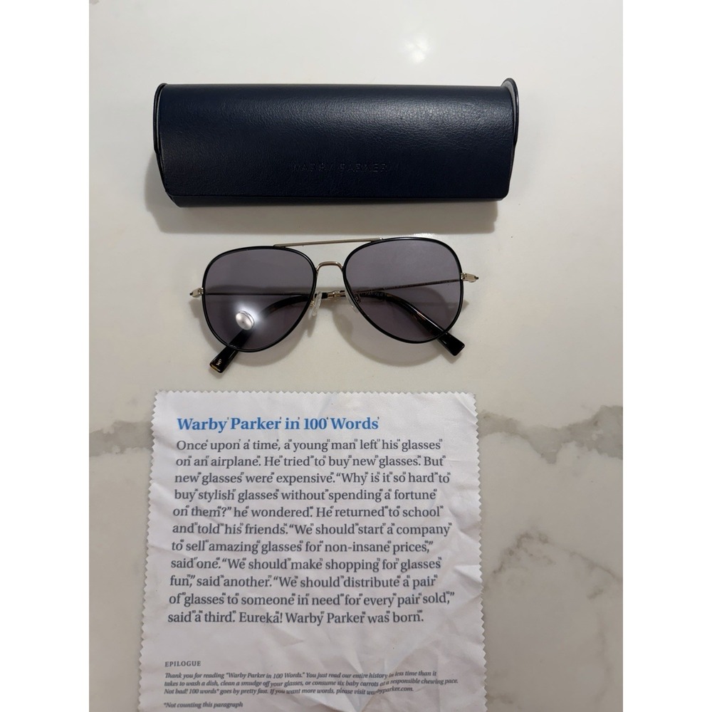 Warby Parker Raider M 2120 Black Gold Aviator Sunglasses 54-14-140 Pilot W Case